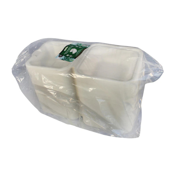 Bagasse Clamshell Food Container (6x6)