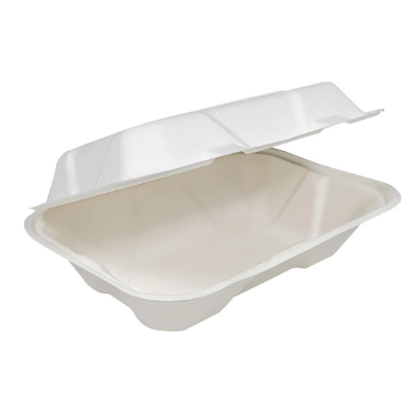 7x5 Bagasse Clamshell Box – Biologisch Abbaubar, Kompostierbar, Ideal Zum Mitnehmen